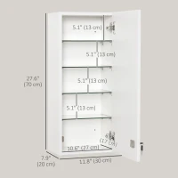 kleankin Wall Mount Medicine Cabinet, 5-tier Lockable Bathroom Cabinet with 2 Keys and Adjustable Shelves, White(m-3)