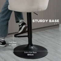 HOMCOM Modern Upholstered Adjustable Barstools with Swivel Seat, Linen Touch Fabric, Steel Frame, Footrest, ‎Beige(m-7)