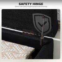 HOMCOM Storage Ottoman, Linen Fabric End of Bed Bench with Button Tufted Storage Bench for Bedroom, Black(m-7)