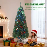 HOMCOM 5ft Artificial Christmas Tree with Colorful DIY Synchronized Lights, Remote, Hinged Slim Fir with Daily Timer(m-4)