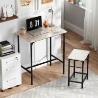 HOMCOM 3-Piece Dining Table Set for 2, Bar Table and 2 Stools for Kitchen, Living Room, Dining Room, Small Space, Natural Wood(m-10)