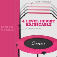 Soozier 40" Foldable Mini Fitness Trampoline, with Adjustable Foam Handle, Pink(m-4)