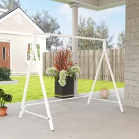 Outsunny Metal Swing Stand Swing Frame, Hanging Chair Stand Only, 528 LBS Weight Capacity, for Backyard, Patio, Lawn, White(m-6)