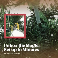 HOMCOM 7 ft Prelit Christmas Tree, Whimsical Xmas Tree Slim High Mountain Fir with 300 LEDs and Metal Stand, Green(m-8)