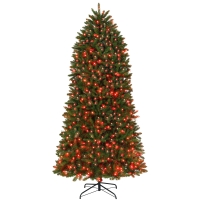 HOMCOM 9ft Prelit Christmas Tree with Full-Spectrum LEDs, Smart App Control, Wide Full Hinged Xmas Tree, Easy Assembly
