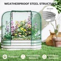 Outsunny Galvanized Raised Garden Bed with Crop Cage Protection Net Cover, Outdoor Planter Box for Vegetables, Flowers, Herbs(m-6)