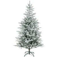 HOMCOM 6 ft Artificial Frosted Christmas Tree with Realistic Branches, Wide Full Spruce, Hinged Xmas Tree, Easy Assembly(m-11)