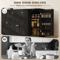 HOMCOM Sideboard Buffet Cabinet, Farmhouse Coffee Bar Cabinet with Door Shelves, Adjustable Shelves, Drawer, Barn Doors, Black(m-5)