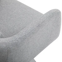 HOMCOM Leisure Chair with Metal Base, Modern Swivel Linen Midback Sofa Chair with Lumbar Support, for Living Room Bedroom Office, Grey(m-10)
