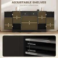 HOMCOM Sideboard Buffet Cabinet, Farmhouse Coffee Bar Cabinet with Door Shelves, Adjustable Shelves, Drawer, Barn Doors, Black(m-6)