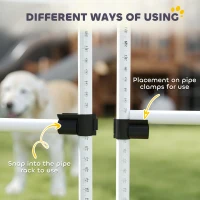 PawHut 4 Piece Dog Agility Training Equipment for Dog Agility Course with Adjustable Height Jump Bars, Included Carry Bag, & Displacing Top Bar, White(m-8)