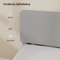 HOMCOM Queen Size Bed Frame with Adjustable Upholstered Headboard Platform Bed Frame Wood Slat Support Noise Free Light Grey(m-5)