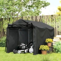 Outsunny Outdoor Storage Shed, UV Resistant Bike Tent with Roll-up Zipper Door, Portable Shed for Bike, Motorcycle, Black(m-8)