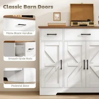 HOMCOM 47" Buffet Cabinet with Soft-Close Hinges, Farmhouse Sideboard with 3 Drawers, Adjustable Shelves and Spice Racks, White(m-7)