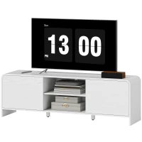 HOMCOM TV Stand for up to 65 Inch TV, Nordic Entertainment Center with 2 Cabinets and 2 Open Shelves for Living Room, White(m-2)