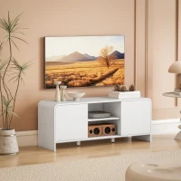 HOMCOM TV Stand for up to 55 Inch TV, Nordic Entertainment Center with 2 Cabinets and 2 Open Shelves for Living Room, White(m-8)