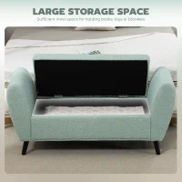 HOMCOM Upholstered Storage Bench with Arms, Modern Ottoman Bench for Bedroom, Entryway, and Living Room, Green(m-4)