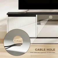 HOMCOM TV Stand for 43-55 Inch TV,  Entertainment Center w/ Cabinets, Shelf, Drawer and Cable Management for Living Room, White(m-7)