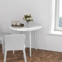 HOMCOM Folding Dining Table, Round Drop Leaf Kitchen Table for Small Spaces with Wood Legs, Distressed White(m-7)