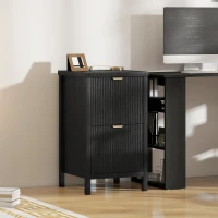 HOMCOM 2 Drawer File Cabinet with Silent Slides, Vertical Modern Filing Cabinet Fits Letter/A4 Size Home Office, Black(m-10)