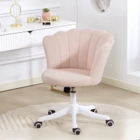 HOMCOM Office Chair, Armless Swivel Desk Chair with Adjustable Height, Backrest, Tilt Function for Office, Vanity, Pink(m-8)