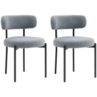 HOMCOM 2 Pieces Kitchen Chairs, Modern Dining Chairs w/ Berber Fleece Upholstery and Steel Legs for Living Room, Grey(m-11)