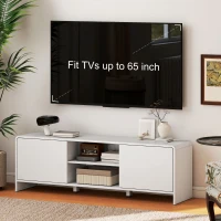 HOMCOM TV Stand for up to 65 Inch TV, Nordic Entertainment Center with 2 Cabinets and 2 Open Shelves for Living Room, White(m-4)