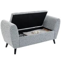 HOMCOM Upholstered Storage Bench with Arms, Modern Ottoman Bench for Bedroom, Entryway, and Living Room, Grey(m-11)
