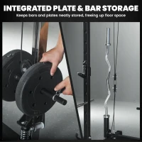 Soozier Multi-Functional Power Rack, Smith Machine Cable Crossover System with Pull Up Bar, Lat-Pull Down System, Landmine(m-9)