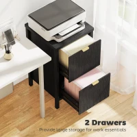 HOMCOM 2 Drawer File Cabinet with Silent Slides, Vertical Modern Filing Cabinet Fits Letter/A4 Size Home Office, Black(m-5)