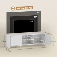 HOMCOM TV Stand for up to 65 Inch TV, Nordic Entertainment Center with 2 Cabinets and 2 Open Shelves for Living Room, White(m-3)