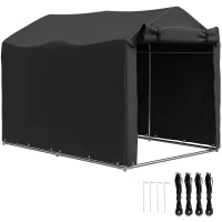 Outsunny Outdoor Storage Shed, UV Resistant Bike Tent with Roll-up Zipper Door, Portable Shed for Bike, Motorcycle, Black(m-11)