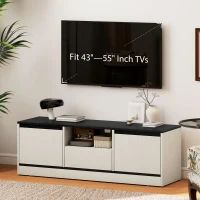 HOMCOM TV Stand for 43-55 Inch TV,  Entertainment Center w/ Cabinets, Shelf, Drawer and Cable Management for Living Room, White(m-6)