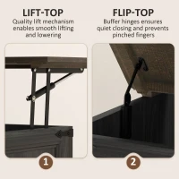 HOMCOM Lift Top Coffee Table with Charging Station, Square Farmhouse Center Table with Hidden Storage, Black Wood Grain(m-4)