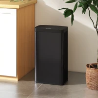 HOMCOM 12 Gallon Sensor Can, Automatic Garbage Can with Soft-Close Lid, Fingerprint-Proof Stainless Steel, Matte Black(m-8)