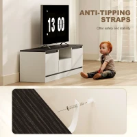 HOMCOM TV Stand for 55-60 Inch TV,  Entertainment Center w/ Cabinets, Shelf, Drawer and Cable Management for Living Room, White(m-9)