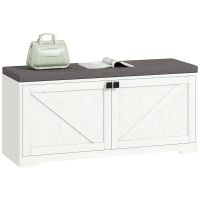 HOMCOM Shoe Storage Bench with Padded Seat, Entryway Bench Holds up to 352 lb, Shoe Organizer, 8 Pairs, White Wood Grain(m-2)