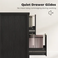 HOMCOM 2 Drawer File Cabinet with Silent Slides, Vertical Modern Filing Cabinet Fits Letter/A4 Size Home Office, Black(m-7)