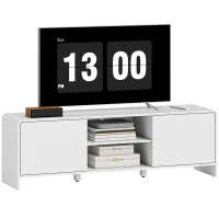 HOMCOM TV Stand for up to 65 Inch TV, Nordic Entertainment Center with 2 Cabinets and 2 Open Shelves for Living Room, White(m-11)
