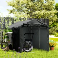 Outsunny Outdoor Storage Shed, UV Resistant Bike Tent with Roll-up Zipper Door, Portable Shed for Bike, Motorcycle, Black(m-10)