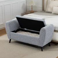 HOMCOM Upholstered Storage Bench with Arms, Modern Ottoman Bench for Bedroom, Entryway, and Living Room, Grey(m-1)
