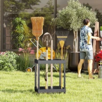 Outsunny Garden Tool Storage Rack, Up to 16 Tools, Heavy-Duty Metal Yard Tool Organizer for Garage Organization and Storage(m-1)