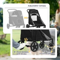 PawHut Dog Stroller for Large Medium Small Dogs up to 66 Lbs. 23.5" in Body Length, One-Click Foldable Pet Cat Stroller with Storage, Shock Absorption Wheels, Mesh Window, Safety Leash, Gray(m-6)