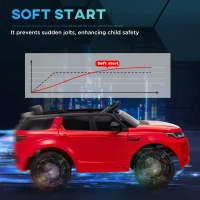 Qaba Land Rover Discovery Sport Licensed 12V Ride on Car w/ Remote, Soft Start, LED Lights, Music Horn, Red(m-6)