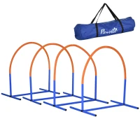 PawHut Dog Agility Training Equipment, 4 PCS Obstacle Course with Carrying Bag for Old Dogs, for Backyard, Outdoor, Blue(m-11)