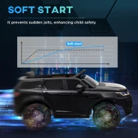 Qaba Land Rover Discovery Sport Licensed 12V Ride on Car w/ Remote, Soft Start, LED Lights, Music Horn, Black(m-6)