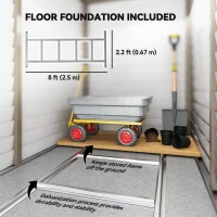 Outsunny 4.6' x 9' Steel Outdoor Storage Shed, Lean to Shed, Metal Tool House with Foundation Kit, Lockable Doors, Gloves and 2 Air Vents for Backyard, Patio, Lawn, Brown(m-5)