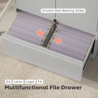 HOMCOM Lateral Filing Cabinet, Metal Storage Cabinet, Garage Cabinet with Double Locks, Adjustable Shelf and File Drawer, White(m-5)