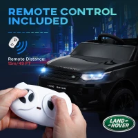 Qaba Land Rover Discovery Sport Licensed 12V Ride on Car w/ Remote, Soft Start, LED Lights, Music Horn, Black(m-7)