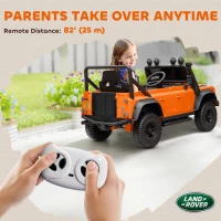 Qaba Land Rover Licensed Electric Car for Kids with Remote Control, Dual Motors, Spring Suspension, LED Lights, Orange(m-7)